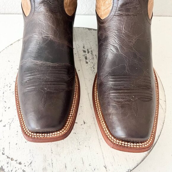 Rod Patrick Mens Cowboy Boots 13AAA Antique Mocha Bison Brown Western Blunt Toe - Picture 7 of 13